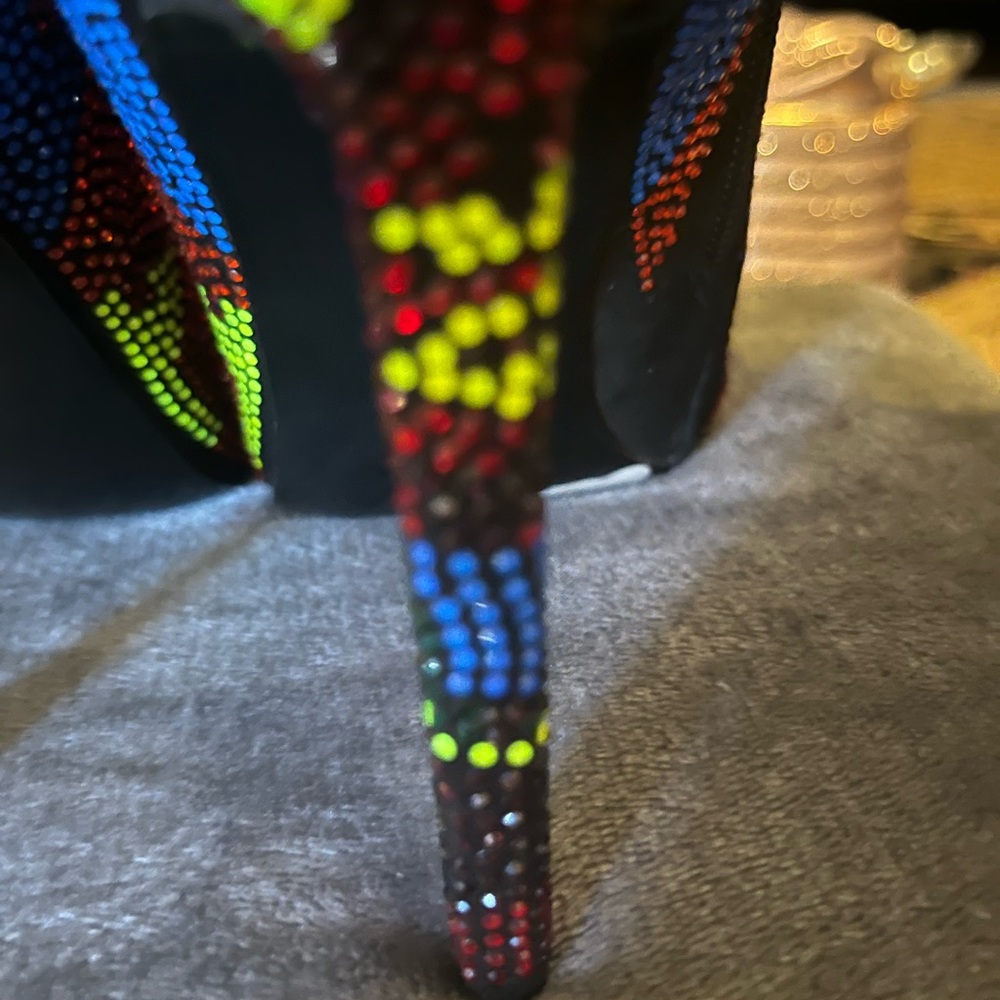 Colorful Rhinestone Ankle Boots - Picture 3 of 6